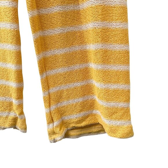 Zara Striped Yellow‎ & White High Waisted Knit Wide-Leg Rustic Trousers Pants M - Picture 8 of 12